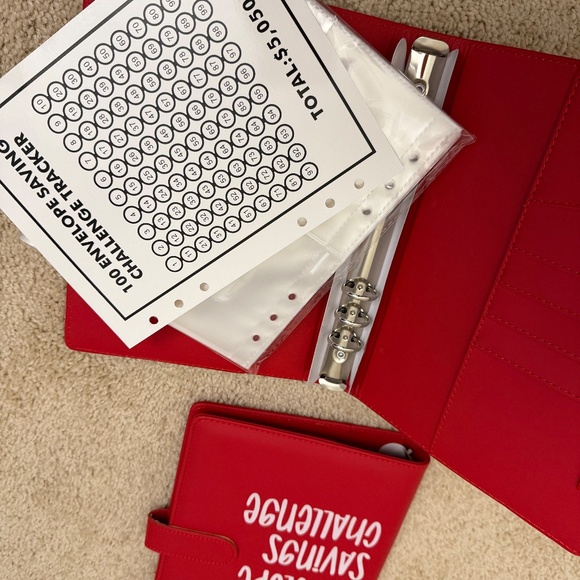 RED 100 Money Savings Challenge A5 Money Binder Book Money Budget Book Budget - Picture 4 of 9